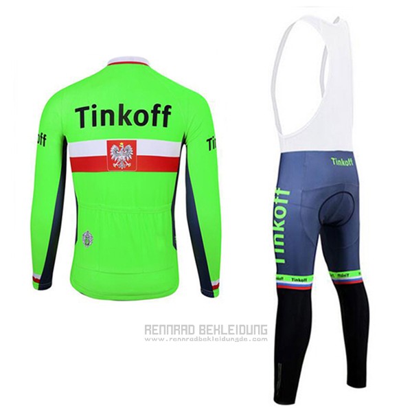 2017 Fahrradbekleidung Tinkoff Grun Trikot Langarm und Tragerhose